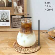 1pc High Borosilicate Glass Bubble Cup, Iced Latte Coffee Glass Cup, Heat Resistant Glass Cup For Coffee, Juice, Milk Tea