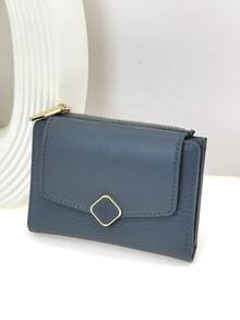 MINGYOU Fashionable Soft Leather Texture Zippered Short Wallet Coin Purse For Women Mini Wallet Purse Wallet Men Wallet Leather Small Wallet Cute Wallet Wallet - Blue - View 5