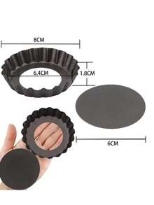 1pc Non-Stick Round Bottomed Tart Pan, Chrysanthemum Shaped Detachable Bottom Pie/Quiche Baking Mold, Non-Stick Detachable Bottom Tart Pan, Apple Pie Fruit Tart Mold, Chrysanthemum Pie Pan, Quiche/Pie/Pizza Baking Mold, Household Baking Mold - Black - View 2