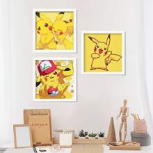pokemon Pegatinas de diamante hechas a mano de Pikachu Pokémon, manualidades DIY, adornos para marcos de fotos, adornos para el hogar, adecuados para regalar, como juego temático de fiesta para entrenar habilidades manuales, San Valentín, regalos navideños, regalos para fiestas temáticas