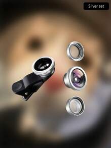 3-In-1 Mobile Phone Lens Kit, Compatible With IPhone 16/15/14/13/12/11 And Other Smartphones, Tablets, IPads & Laptops, Includes Fisheye Lens, 3-In-1 Macro & Wide Angle Lens, Universal Clip, Microfiber Carrying Pouch Compatible With Iphone Android Phone For Summer Vacation, Travel, Creative Photography Phone Accessories