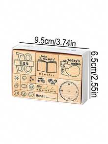 1 Set de exquisitos sellos de madera, con diseños de día, mes y patrón de clima tallados, sellos de madera personalizados para decorar cuadernos y agendas, usados para decorar calendarios, libretas y útiles escolares, un regalo especial adecuado para dar a un amigo o para volver a la escuela - Color de la madera - Ver 14