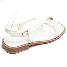 Western Style Flat Sandals With Crescent-Shaped Straps And Decorative Buckles - WHITE-2278 - View 4