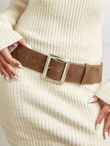 1 件优雅复古棕色和黑色天鹅绒马德拉萨扣西部波西米亚风格 PU 皮革宽腰带，适合连衣裙、牛仔裤、日常通勤、约会、旅行和度假夏季、学校 - 多色 - 查看 13