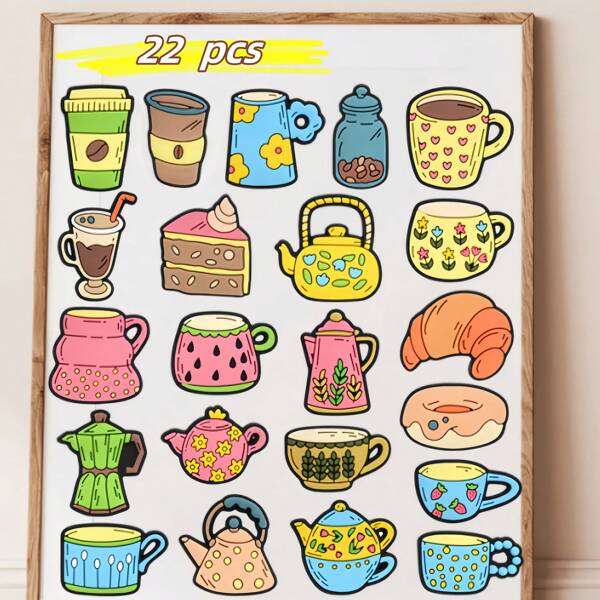 22pcs Tea Cup Shaped Ornament Set For DIY Jewelry, Necklace, Earrings, Keychain, Shoes, Bags, Home Decor, Indoor/Outdoor Use, No Electricity Needed, Perfect Gift For Christmas, Easter, Thanksgiving, Friends, Family, Students, Small Gifts