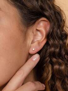 1 Paar reine Silber Pfirsich Herz & Liebesform Australischer Opal Ohrstecker, minimalistischer & modischer Schmuck für Frauen