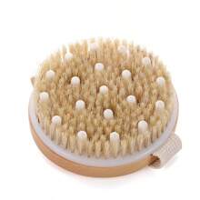 Pig Bristle Brush, Massage And Scrubbing Brush, Handheld Body Brush, Bath Brush, Round Bath Brush, Straw Wood Bath Brush Back To School