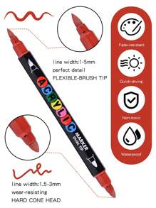 12/24pcs/Set Dual-Head Skin Tone Acrylic Markers - Straight Liquid Ink Markers, Soft Tips And Hard Tips, Vibrant Colors, Stackable, Good For Painting, DIY Graffiti Art Drawing Pen Supplies For Creative Projects