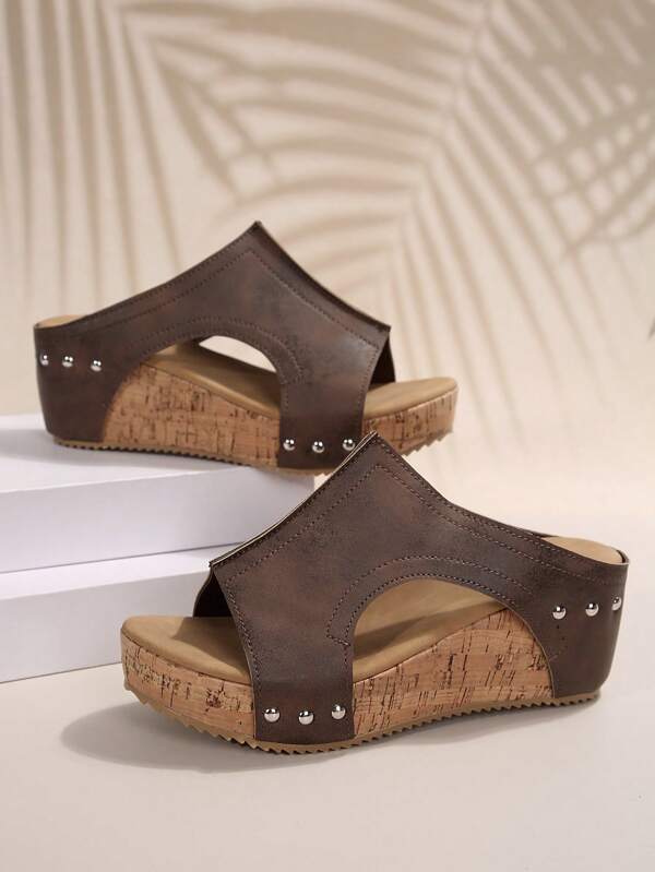 Damen Mode Keilsandalen mit Spitze, komfortable Sandalen mit dicker Sohle für Lässig Größenzuwachs Strandurlaub, Rundkopf Walkingschuhe für tägliches Styling