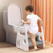 TATIVALO Kinder Tritthocker - Kinderschemel mit 2 Stufen Pyramiden-Struktur, Kunststoff Trittleiter für 2-5 Jahre, geeignet für Bad, Küche, Kinderzimmer (Grau Rosa Grün) - Grad - Übersicht 6