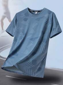 男士户外运动T恤，休闲宽松短袖T恤，适合春夏穿着，可用于户外活动、跑步、健身、网球、高尔夫、曲棍球、骑马等。 - 深灰色 - 查看 5