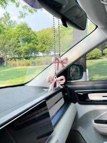 Cute Bow Tie Car Pendant, Decorative Rearview Mirror Hanging Ornament, Polka Dot Bow Tie Car Accessory (Polka Dot Bow Tie Is Single-Sided)