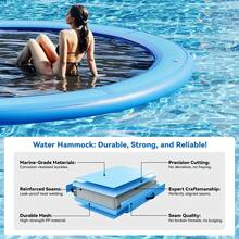 Round Inflatable Floating Dock, Sunchill Float Ring, Hammock Tanning Pool With 4in Woven Fabric, Manual Pump For 1-2 Min Quick Inflate/Deflate, Fits 2-8, Ideal For Lakes, Pools, Oceans - Purple - View 3