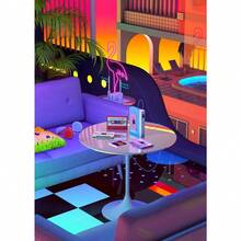 1PC Optional Frame Neon Synthwave Arcade Zone Dream Posters Canvas Painting Game Playroom Wall Art Picture For Cafe Club Room Home Decoration Reusable Frame ,Wall Art With Frame - Multicolor - View 124