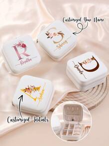 Customized Jewelry Organizer Box With Name Birthday Gifts For Women, Mom Personalized Jewelry Travel Case, Customized Bridesmaid Gift Jewelry Box, Portable Mini Jewelry Stand For Rings, Earrings And Necklaces Unique Ideal Gifts For Him Her, Boyfriend, Girlfriend, Dad, Mom, Family, Friends, Son, Daughter For Anniversaries, For Valentine's Day, For Mother's Day, For Birthdays, For Children's Day, For Father's Day, Bathroom Back To School,Home Refresh,Customized Jewelry Boxes,Easy Comfort