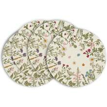 4 piezas Salvamanteles redondos de 15 pulgadas de flores silvestres y hierbas antiguas de primavera para decoración de mesa de comedor en verano