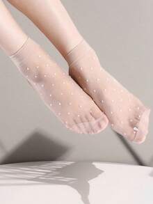 10 đôi tất dùng một lần chấm bi dành cho nữ, tối giản và tiện dụng, đa chức năng. - Nhiều màu - Xem 8