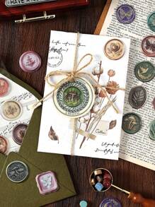 1pc Wax Seal Stickers, 3D Wax Seal Stamp Made Of PVC Material That Can Be Peeled Off And Used, Retro 3D Wax Seal Stamp Envelope Seals, Scrapbooking Decoration, Back To School