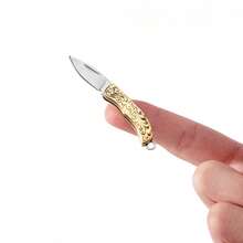 1PC Mini Folding Knife, Outdoor Portable Pocket Knife, Portable Unpacking Knife, Delivery Knife, Portable Fruit Knife - Gold Folding Knife - View 4