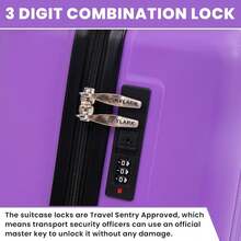 29" Large Suitcase Lightweight 4 Wheel Spinner ABS Hard Shell Luggage For 23kg 100 Litre - Purple - View 7