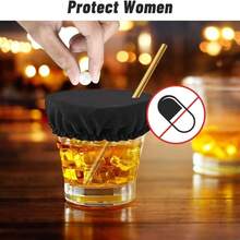 4/1 pieza Cubierta protectora de copa, manga para bebidas alcohólicas, tapa reutilizable para bebidas con agujero para pajita, soporte para vasos de bar y club, para evitar elementos no deseados en la copa - Multicolor - Ver 3
