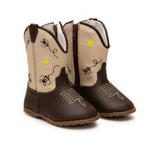 Baby Texan Booties Cheap Soft Comfortable Children's Shoes + 01 Pair Of Cotton Socks Ubuntu Baby Promotion - 芥末黃 - 查看 5