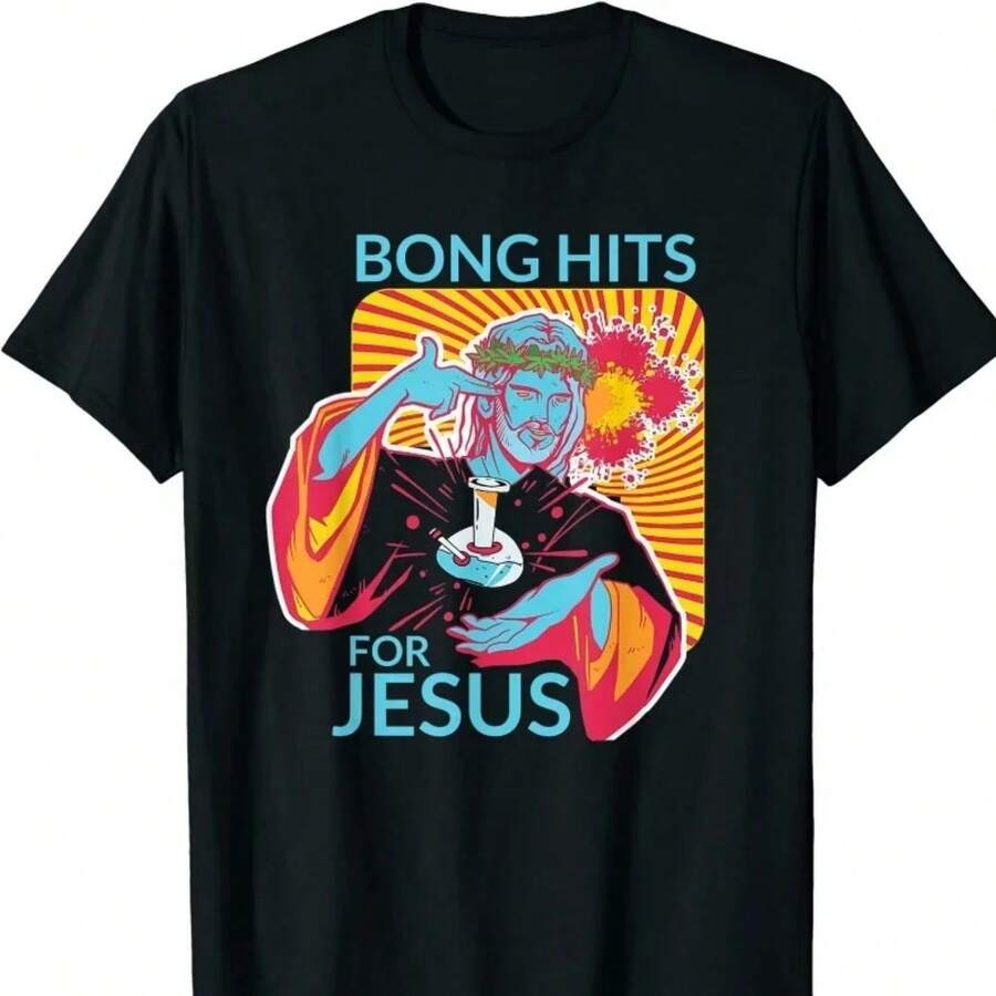 Camisetas gráficas novedosas y divertidas "Hits For THC" para hombre y mujer, de manga corta, para verano. - Negro - Ver 1
