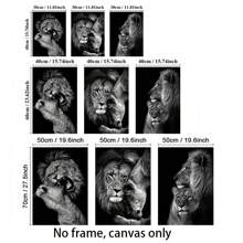 3pcs Frameless Canvas Posters, Black And White Lion Couple Portrait Painting, Canvas Wall Art, Artwork Wall Decor, Gifts For Bedroom, Office, Living Room, Cafe, Bar, Wall Decor, Home And Dorm Decoration Birthday Graduation