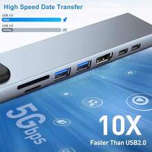 八合一 Type-C 铝合金转接器，带 100M 网口、读卡器、USB 集线器