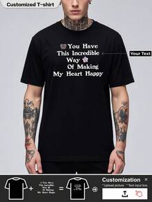 Customized Personalized T-Shirt, Men's Sport T-Shirt, Breathable, Christmas Gift, - Add Pictures (Girlfriend, Wife) To Design Your Own Personalized Printed T-Shirt - Black - View 1