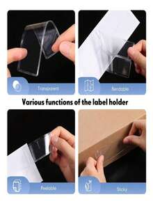 20pcs Organize Your Home With Clear Label Holders - Adhesive ShelfTag Pockets For Bookshelf Back To School - Clear - View 5
