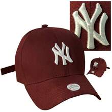 New York Curved Brim Cap For Men And Women In All Colors - Maroon - View 2