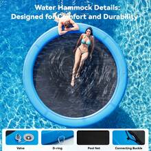 Round Inflatable Floating Dock, Sunchill Float Ring, Hammock Tanning Pool With 4in Woven Fabric, Manual Pump For 1-2 Min Quick Inflate/Deflate, Fits 2-8, Ideal For Lakes, Pools, Oceans - Purple - View 2