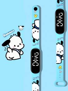 Sanrio 1 pièce Montre numérique étanche pour enfants garçons et filles, à piles sèches, avec motif de chaton de dessin animé LED, convient pour le port quotidien et les cadeaux