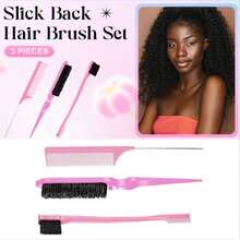 浇水壶造型梳套装，3 件套，包含 1 把后梳、1 把发梳、1 把尖尾梳和 1 把蓬松梳，用于抚平头发，美发造型工具及发饰 - 粉色 - 查看 5