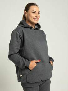 Women's Set Sweatshirt Kangaroo Hooded Pocket And Jogger Pants Cotton Flannel Plain Unisex Simple Casual Cute Pocket Drawstring
