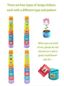 9pcs Baby Multi-Color Nesting Cups Set, Stacking Tower Color Recognition Cognitive Training Educational Toys (Color Random)Educational Nesting Rings With Animal Top & Vehicle DIY Stickers For Learning Numbers And Letters,Multicolor,Kids Toys,Travel Toys For Girls,Boys' Games,Birthday Gifts,Cartoon Bear Jenga,School Supplies,Children's Intellectual Games,Soft Blocks,6 Month Old Toys,Toddler Christmas Gift