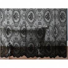 NOIR Gothic Vintage Shower Curtain With Valance For Goth Bathroom Decor - Hitam dengan valance hitam - View 3