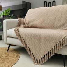 Boho Modern Geometric Braided Shawl Blanket Rustic Bedspread 1.60M X 1.60M - Cát - Xem 1