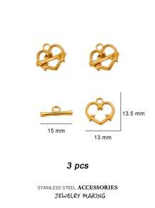 3 Stücke/Set Edelstahl Toggle OT Verschlüsse, Haken Schnallen Verbinder, Silber und Gold für Armband, Halsketten Herstellung, Herz, rund und andere Formen, 18 Karat Gold Schmuck, Accessoires, Halsketten Verlängerung, Schmuckherstellung, Armband Werkzeug, Kleinigkeiten, Anhänger für Schmuckherstellung, Bastelzubehör, Halsketten Verlängerung, Armband Verlängerung, Anhänger für Schmuckherstellung, Schmuck Zubehör & Komponenten, Schmuckherstellung Verschlüsse & Haken