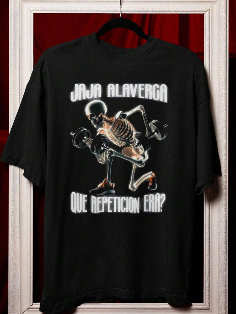 Playera Oversize Para Hombre Calacas Chidas "Que repeticion era" Algodón