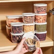 6/8pcs Reusable Small Frozen Food Storage Containers, Stackable Sealed Spice Jars Set, Refrigerator Replacement Storage Boxes, Durable Food Sealing Containers For Spices, Herbs And Condiments, Ideal For Fridge Organization, Kitchen Storage, And Outdoor Camping