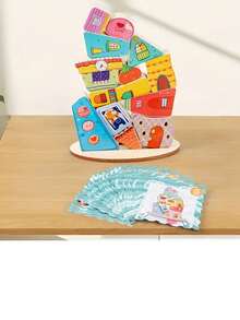 Wooden Building Blocks With Interesting Patterns - Educational Stacking Game, Trains Fine Motor Skills, Balance And Attention - Ideal Gift - Multicolor - View 4