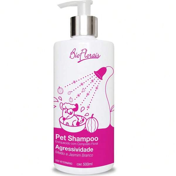 Shampoo Cães Gatos Floral Agressividade Bioflorais 500ml