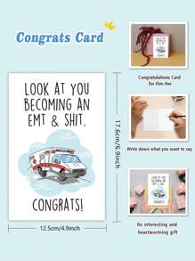 1pc Funny Congrats Card For Emergency Services Graduate, Congratulations Card For Him Her, New EMT Graduation Card, Look At You Becoming An EMT And