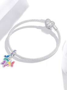 1pc Fashionable Butterfly Beaded Series, Suitable For Women's Bracelet, Bangle DIY Jewelry Making And Daily Accessories Decoration, Suitable For Girls To Wear - Three Butterflies Flying Together - View 3