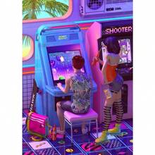 1PC Optional Frame Neon Synthwave Arcade Zone Dream Posters Canvas Painting Game Playroom Wall Art Picture For Cafe Club Room Home Decoration Reusable Frame ,Wall Art With Frame - Multicolor - View 101