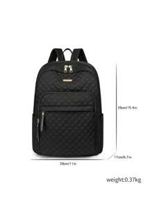 Women's Nylon Solid Quilted Large Capacity Backpack, Versatile Casual Student Travel Commute Bag