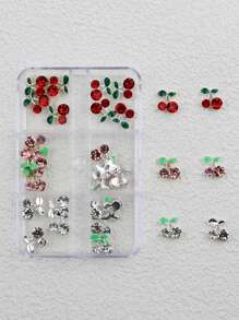 30 Pezzi Decorazioni per unghie in 3D a forma di ciliegie, cristalli per unghie, glitter per unghie, strass in stile Kawaii, diamanti, cristalli per realizzare creazioni di gioielleria e decorazioni per unghie fai-da-te, ideale per manicure e arte di unghie, stile premium in metallo Y2K, set di accessori per unghie