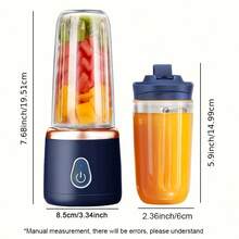 Exprimidor de 10 cuchillas mejorado, licuadora, vaso para jugo, portátil, recargable por USB, exprimidor eléctrico pequeño automático, licuadora para batidos, práctico para procesar verduras y frutas, exprimidor centrífugo de frutas